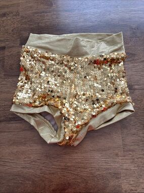 IC Balera Gold Sequin High-Waist Dance shorts
